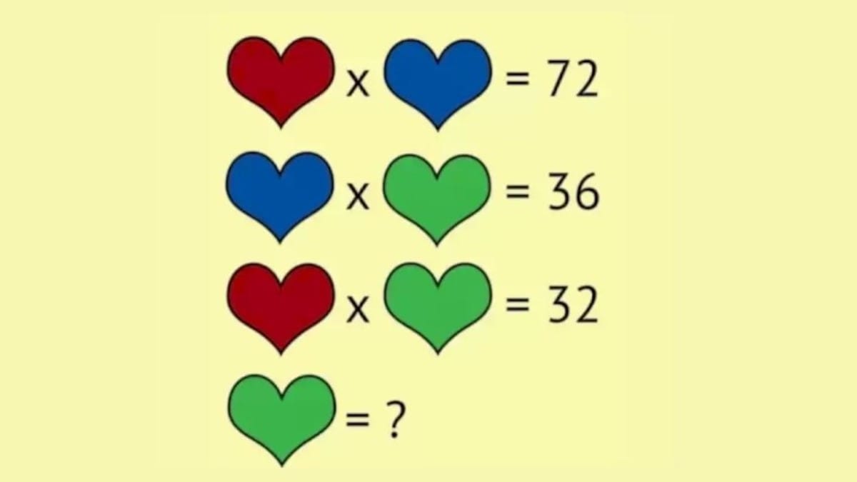 Viral Brain Teaser What is the value of the green heart in this math