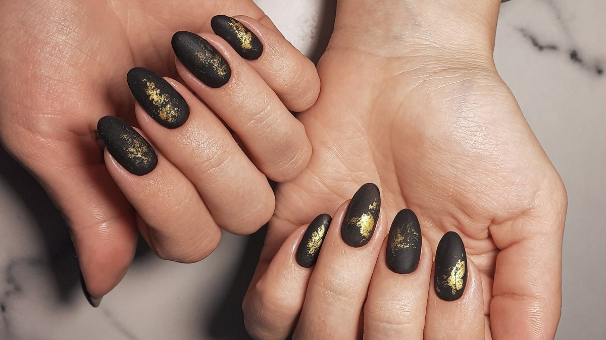 Matte Black with Gold Flakes