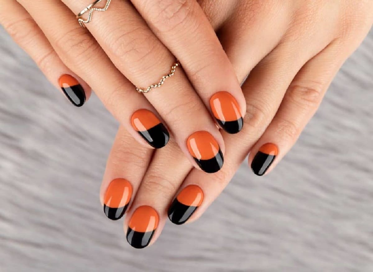 Black and Orange Nails