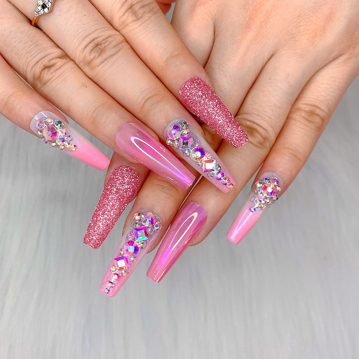 Blinged out Coffin Nails