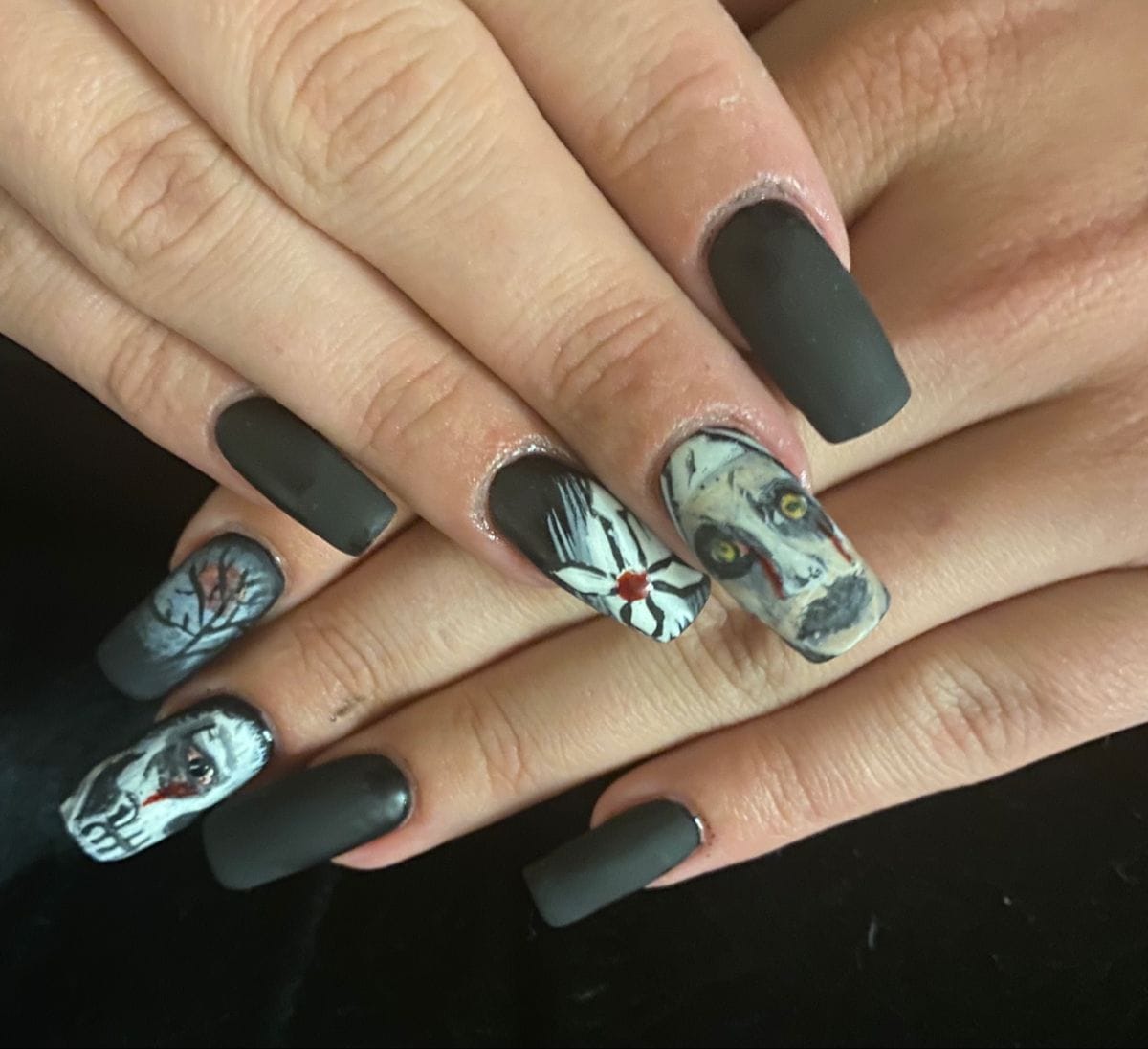 Demonic Nun Halloween Nails