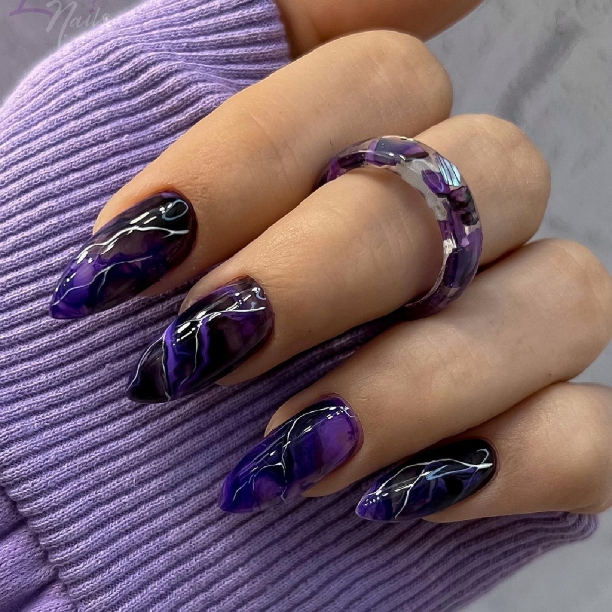 Black & Purple Nails