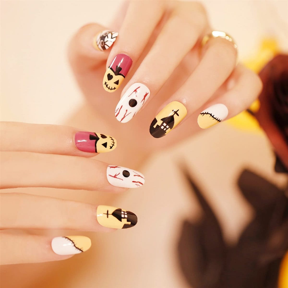 Stitches Halloween Nails