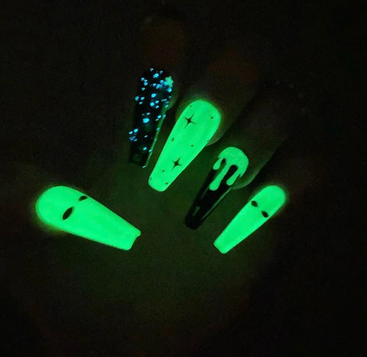 Glow in the Dark Ghost Nails