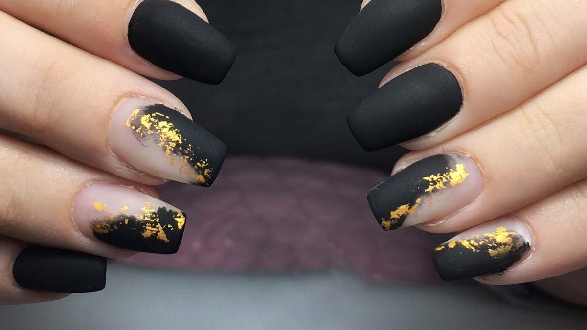 Matte Black with Gold Flakes