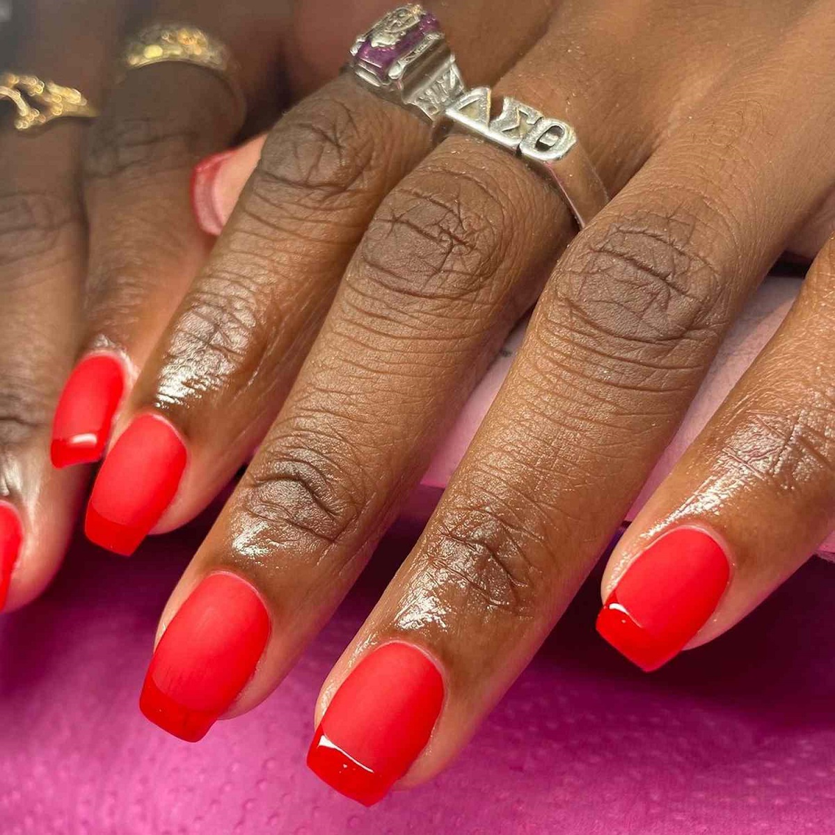 Dual Finish Red French Tips