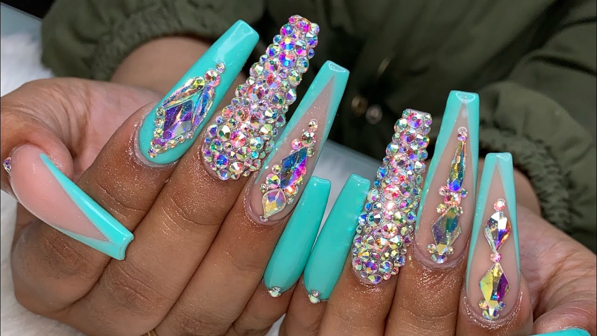 Blinged Out Coffin Nails