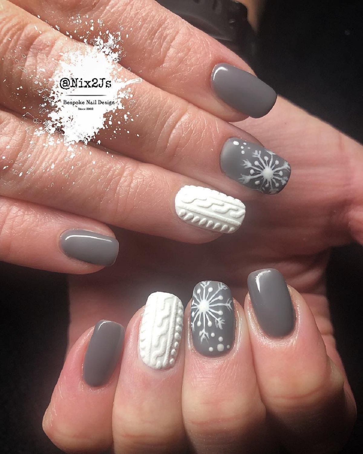 3D Silver Winter Nails