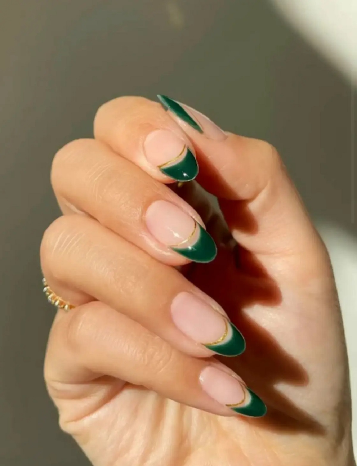 Green And Gold Accents nails