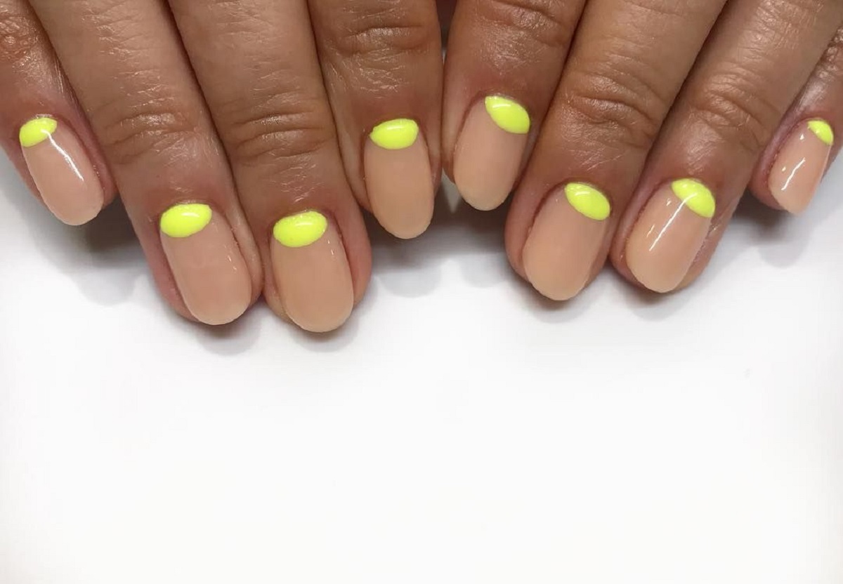 Yellow Half Moons nails