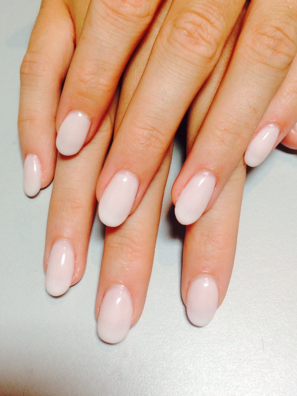 Milky Nude Oval Nails