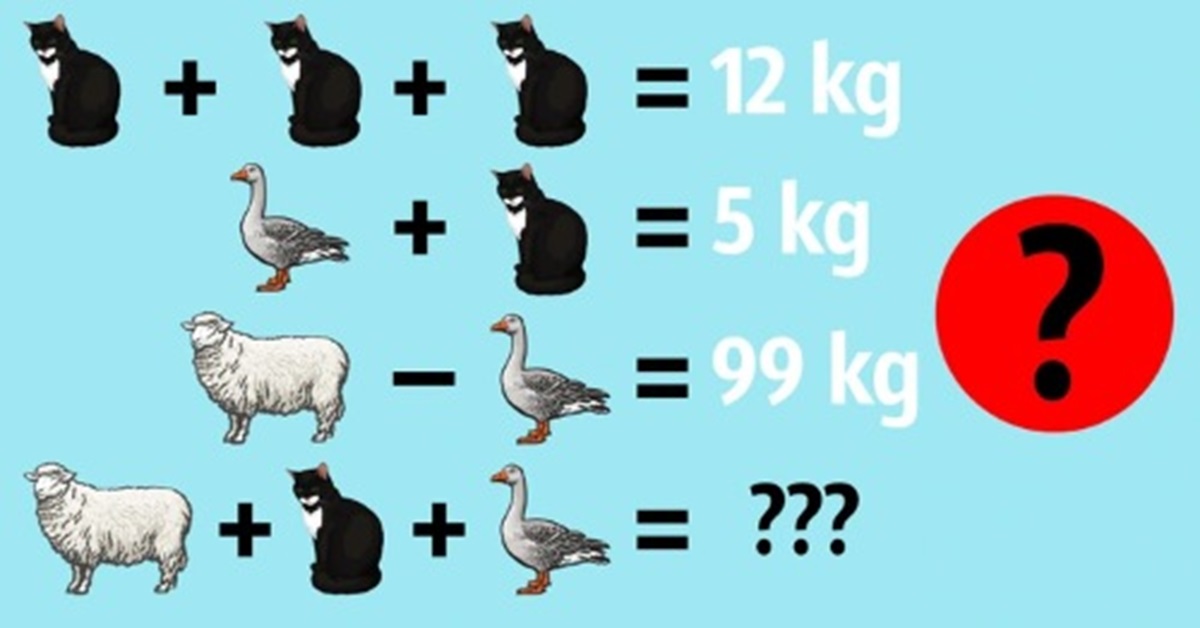Animal Weight Sum Math Puzzle